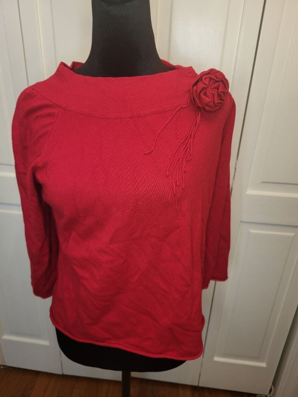 Retro Inspired Marilyn Monroe Red Sweater Flower Pin XL Twee Pin Up Rockabilly